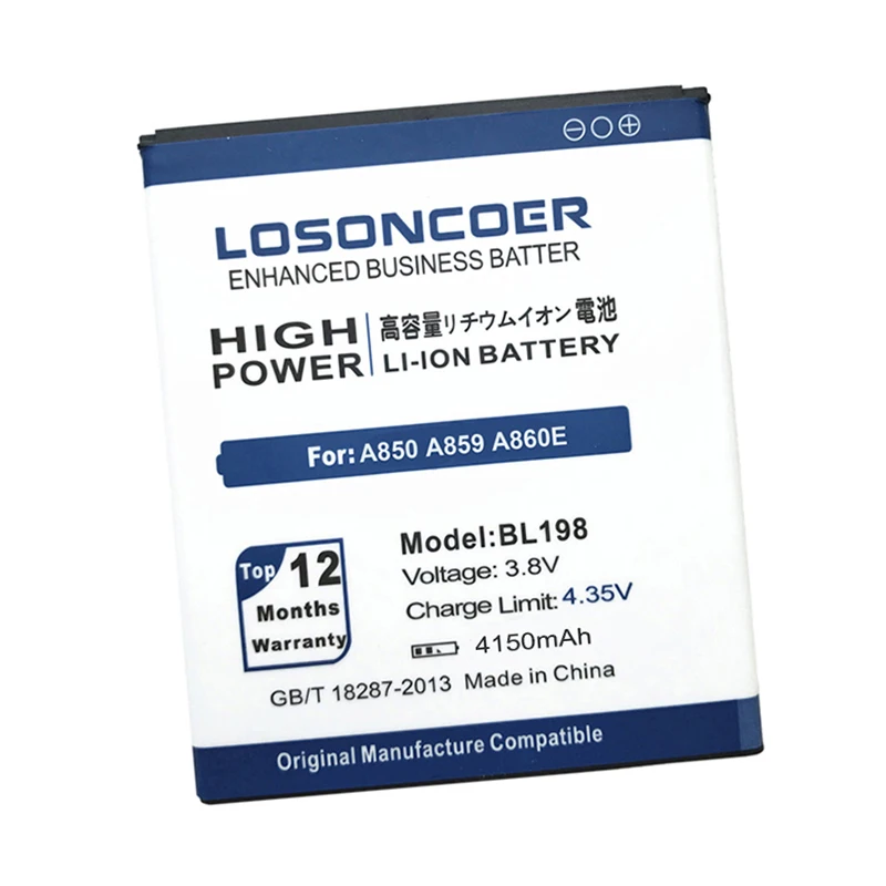 LOSONCOER 4150 мА/ч, BL198 батарея для lenovo A859 A860E S890 A850 A830 K860 K860i A678T S880 S880i BL-198 батарея