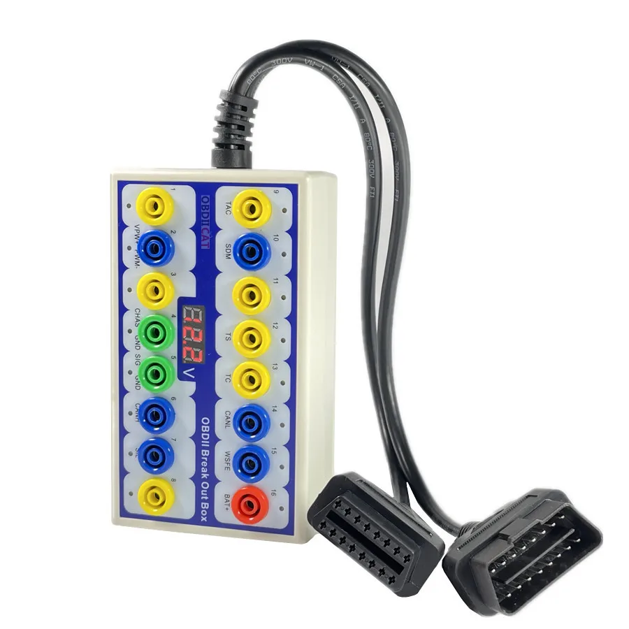OBDIICAT Новый OBD 2 Break Out Box OBD2 Breakout OBDII протокол детектор диагностический разъем для