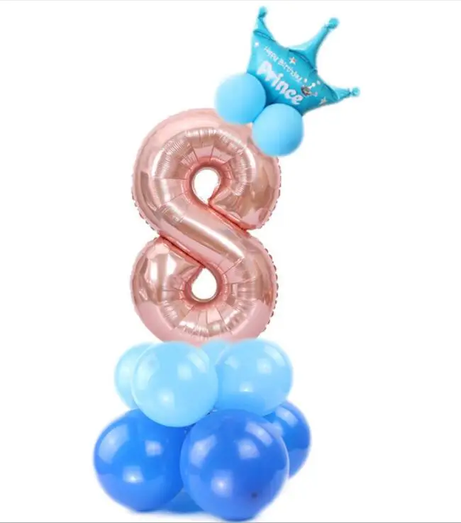 Rose gold blue 8 1 комплект 32 дюймов розовое золото номер воздушный шарик из фольги в форме цифры баллоны с гелием День рождения Свадьба Декор воздушные шары для праздника вечерние поставки - Цвет: Rose gold blue 8