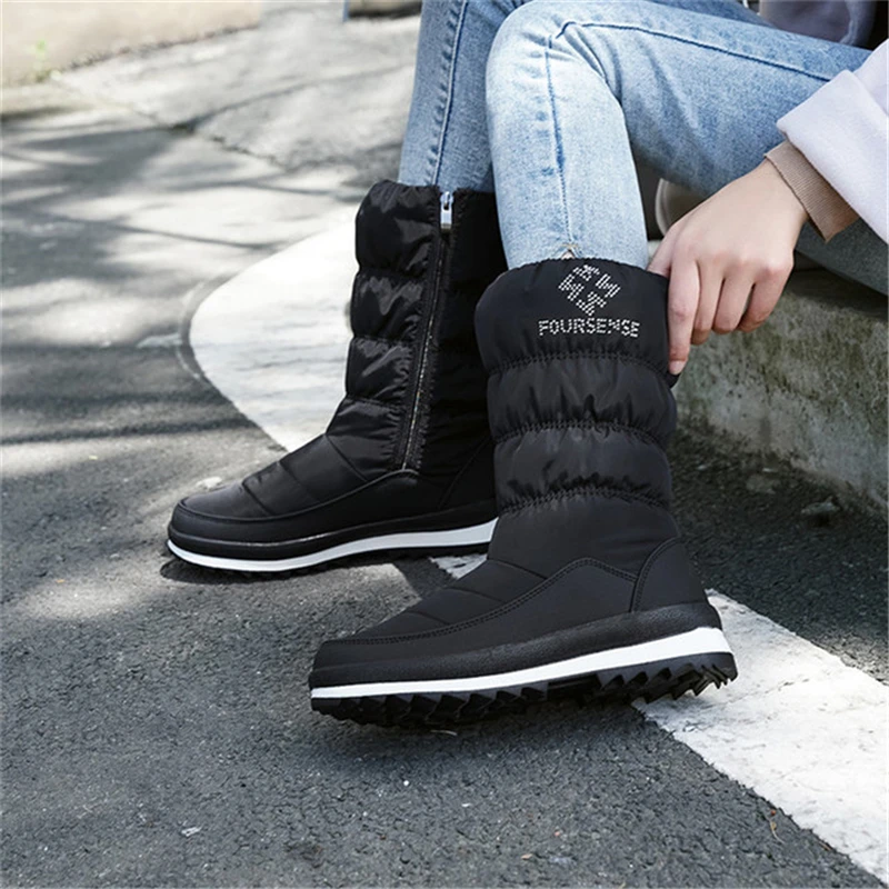 Enplei/зимние ботинки женские зимние новые теплые на платформе с молнией однотонные