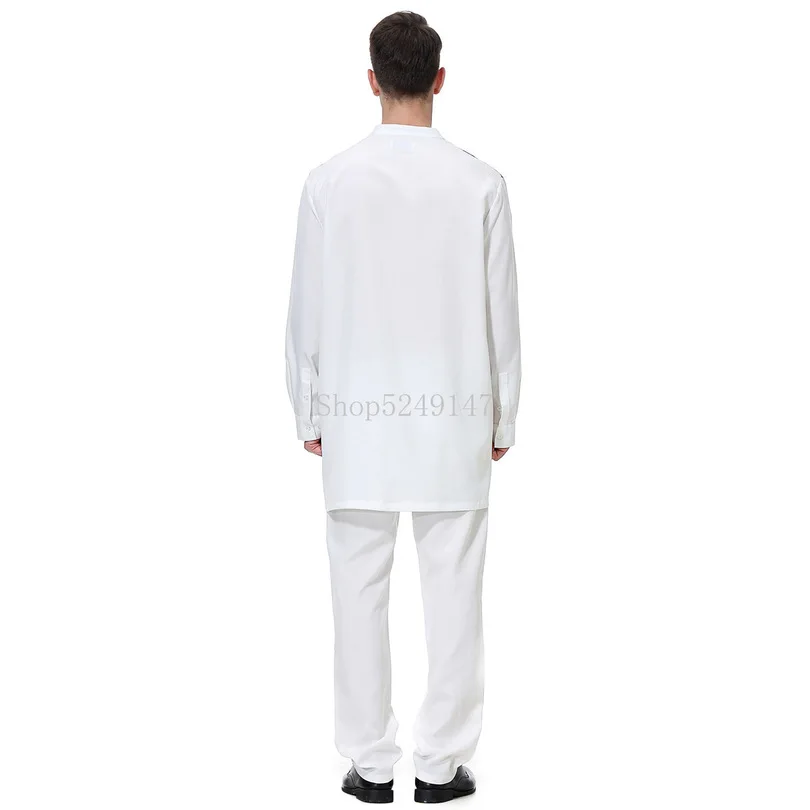 Muslim Clothing For Mens Male O-Neck Long Sleeve Kaftan Jubba Thobe White Abaya Arab clothing Man Islamic clothing Ropa Arabe