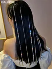 XIALUOKE Блестящий Полный Стразы головная повязка для женщин длинные кисточки кристаллы грязная коса заколка для волос Свадебная вечеринка украшения для волос 2021