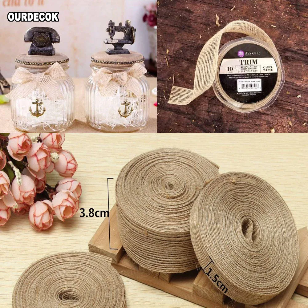 10 м 15 мм широкая натуральная гессианская джутовая лента деревенская кантри