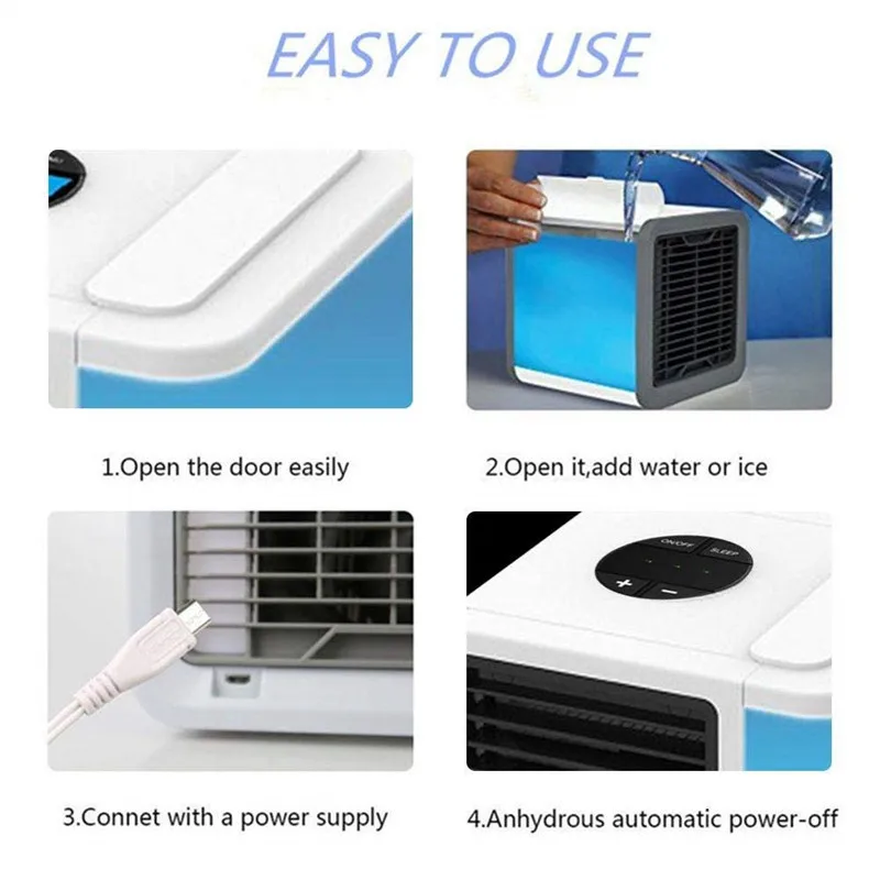 

Mini Air Conditioner Air Cooler Fans USB Portable Air Cooler Conditiioner Table mini Fan For Office Home 7 Color light 2020 Hot