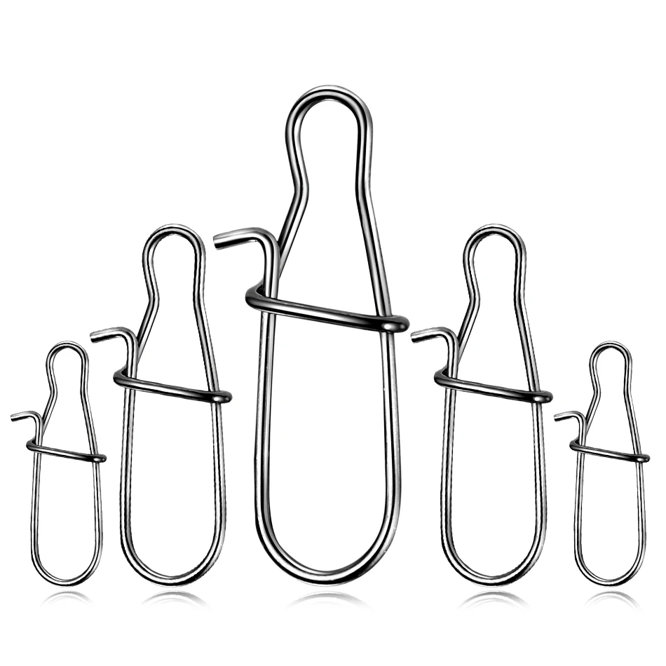 50pcs/lot Stainless Steel Fishing Connector Fast Clip Lock Snap Swivel Solid Rings Safety Snaps Fishing Hook Tool Snap Pesca