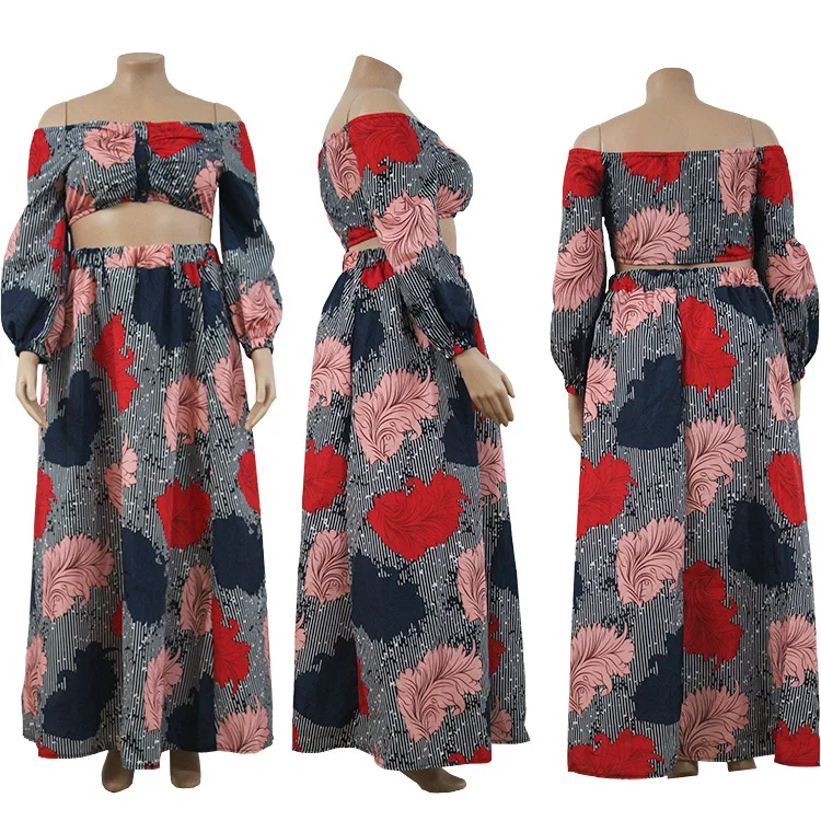 Женский модный сексуальный костюм с юбкой большого размера вырезом лодочкой