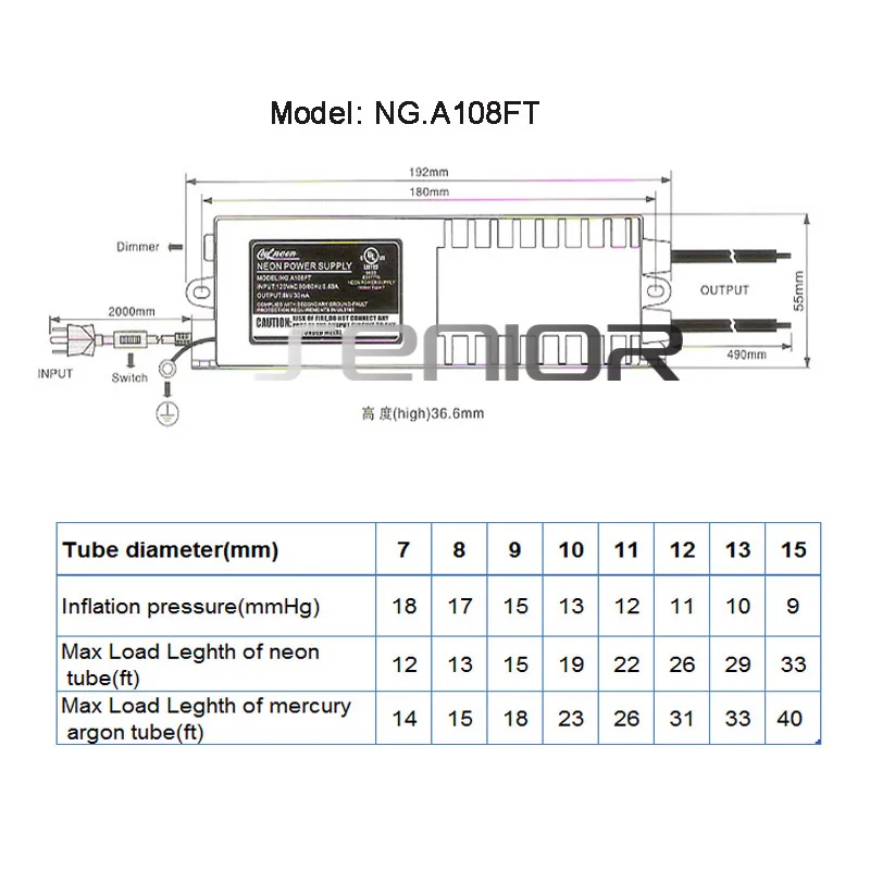 Неоновый Световой трансформатор мощностью 80 Вт с сертификацией UL неоновая