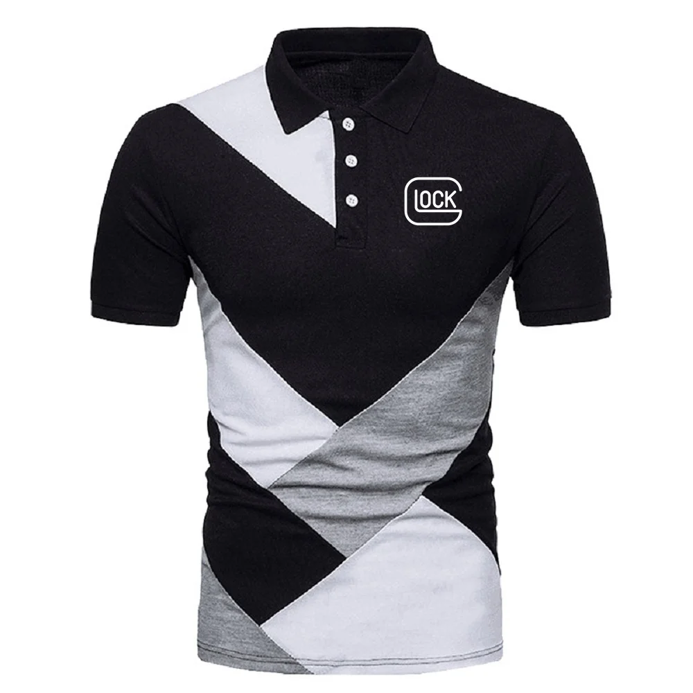 

Men Polo Shirts Streetwear Glock Shooting Hunting Jungle Top Tees Airsoft Hiking Pistol Military Police Contrast Color Polos