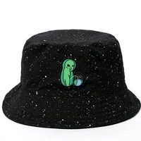 double side funny hat alien bucket hat bob cap mens fashion cotton bucket hat sunscreen embroidery bucket hats hip hop hat