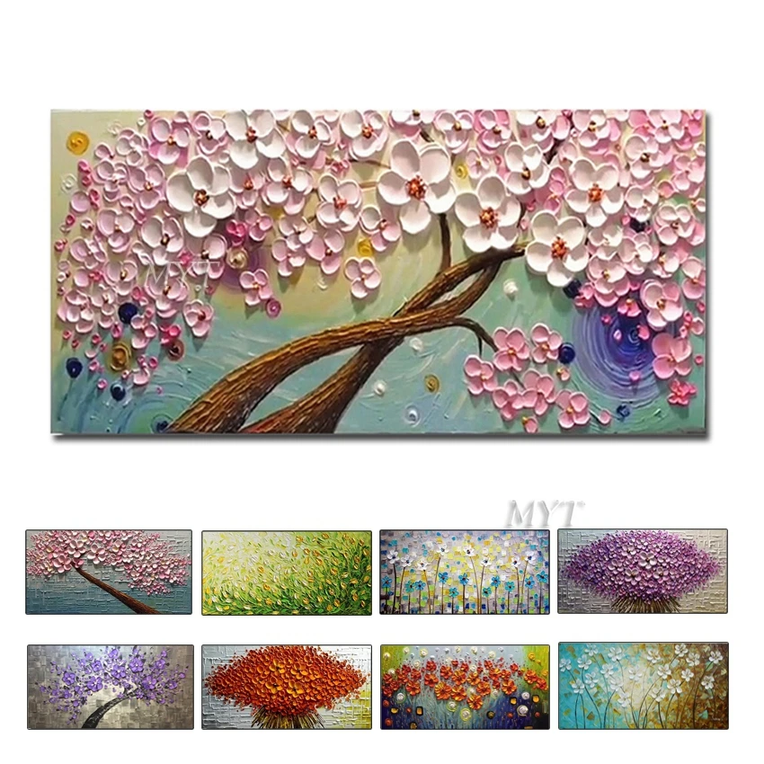 

100% Hand Painted Modern Gold Tree Landscape Oil Painting Abstract Acrylic Unframed Simple Color Wall Canvas Art For Bedroom