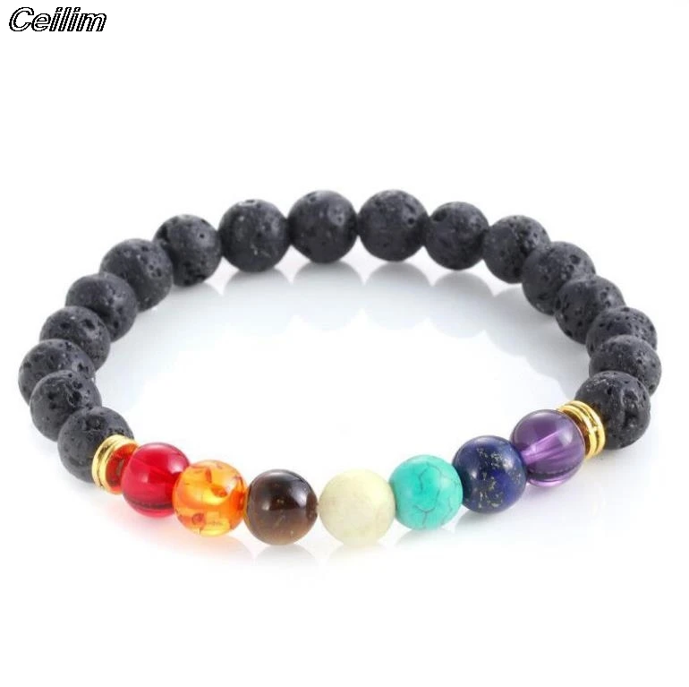 

Ceilim Reiki 7 Chakra Natural Gem Stone Beads Mala Pendant Necklace Women Yoga Healing Balancing Chakra Natural Stone Necklace