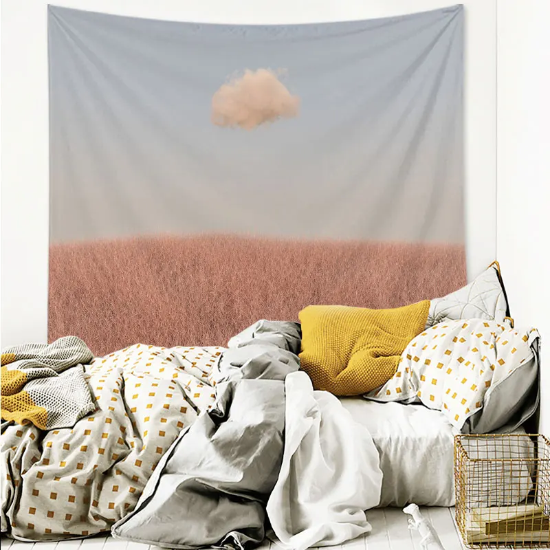 Korean Imitation Landscape Tapestry Home Decor Dorm Wall Nordic Beautiful Scenery Hanging Yoga Mat Curtain 73*95 | Дом и сад