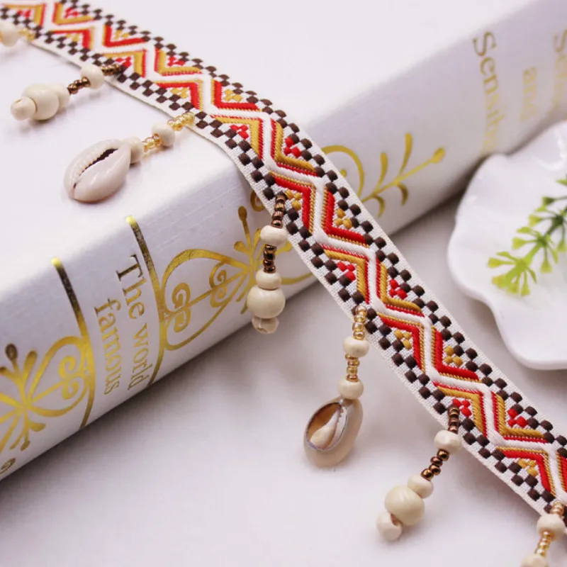 

9.5 Yards New national style belt shell beaded lace DIY clothing accessories lace swiss voile lace in switzerland