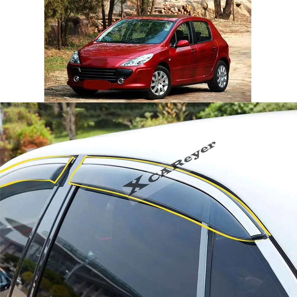 

For Peugeot 307 Hatchback 2004 2005 2006 2007-2010 2011-2013 Car Sticker Plastic Window Glass Wind Visor Rain/Sun Guard Vent