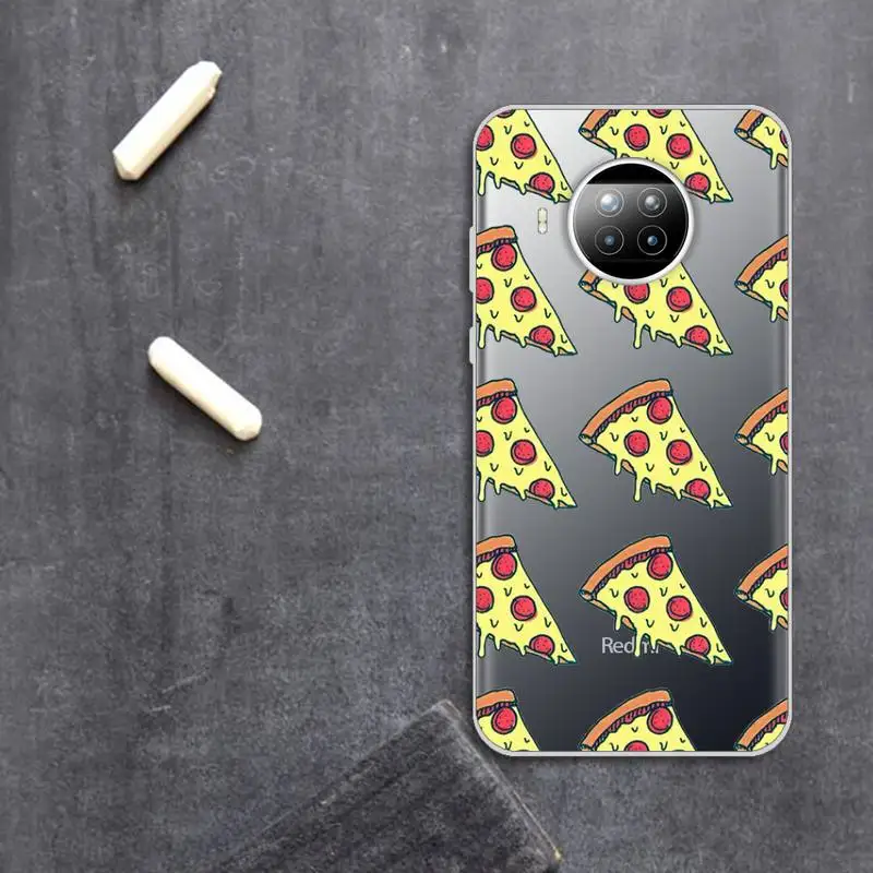 

Funny design food cartoon pizza Phone Case Transparent for Xiaomi Redmi note 10 t 8 9 pro lite 11