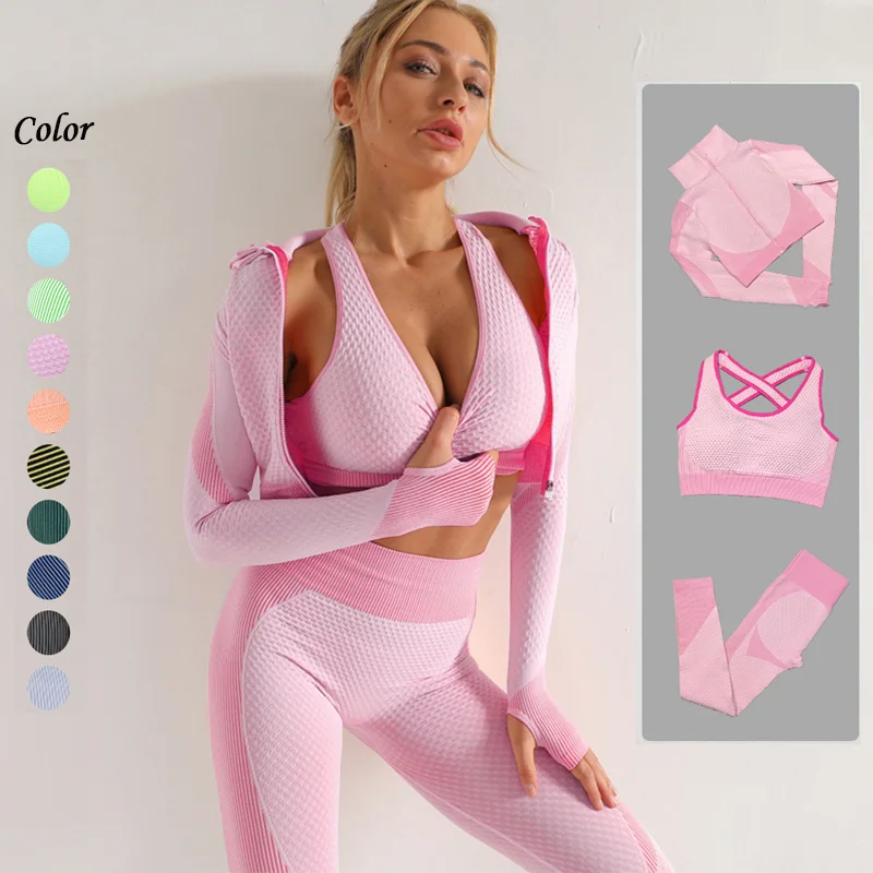 

Fitness Set Women Seamless Yoga Set Workout Gym Clothing Fitness for Outfit Leggings Bras Shorts Top Long Sleeve Sportswear Suit