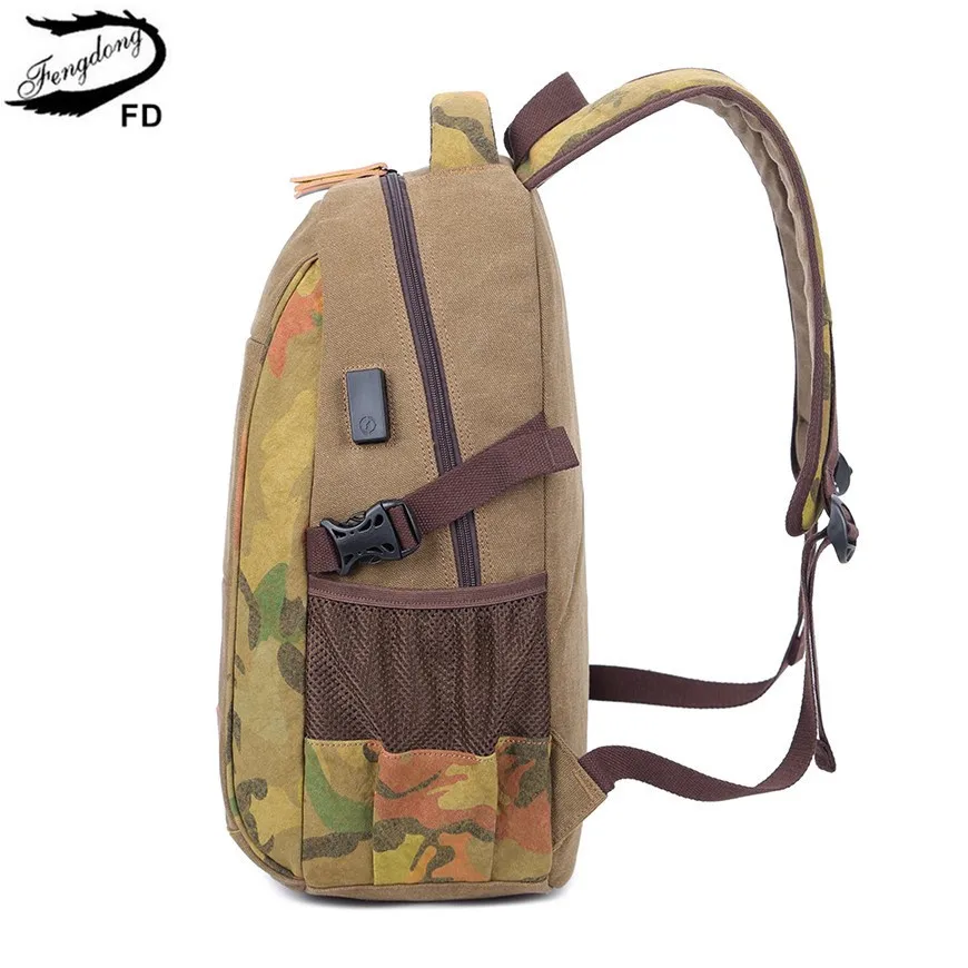 Мужской школьный рюкзак Fengdong синий Повседневный с usb-зарядкой для мальчиков и