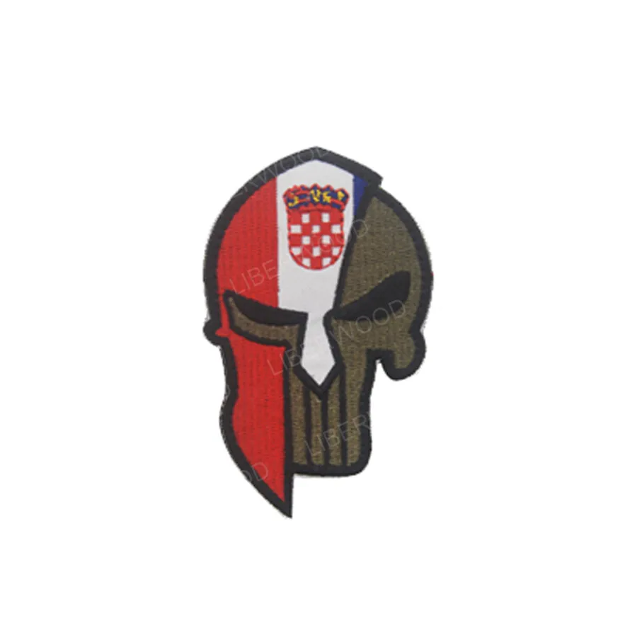 Croatia Spartan Каратель Спартанский череп шлем Россия Американский Израиль Канада Испанский Великобритания Чешский Немецкий флаг патч тактический боевой дух нашивки значки - Цвет: Croatia Spartan