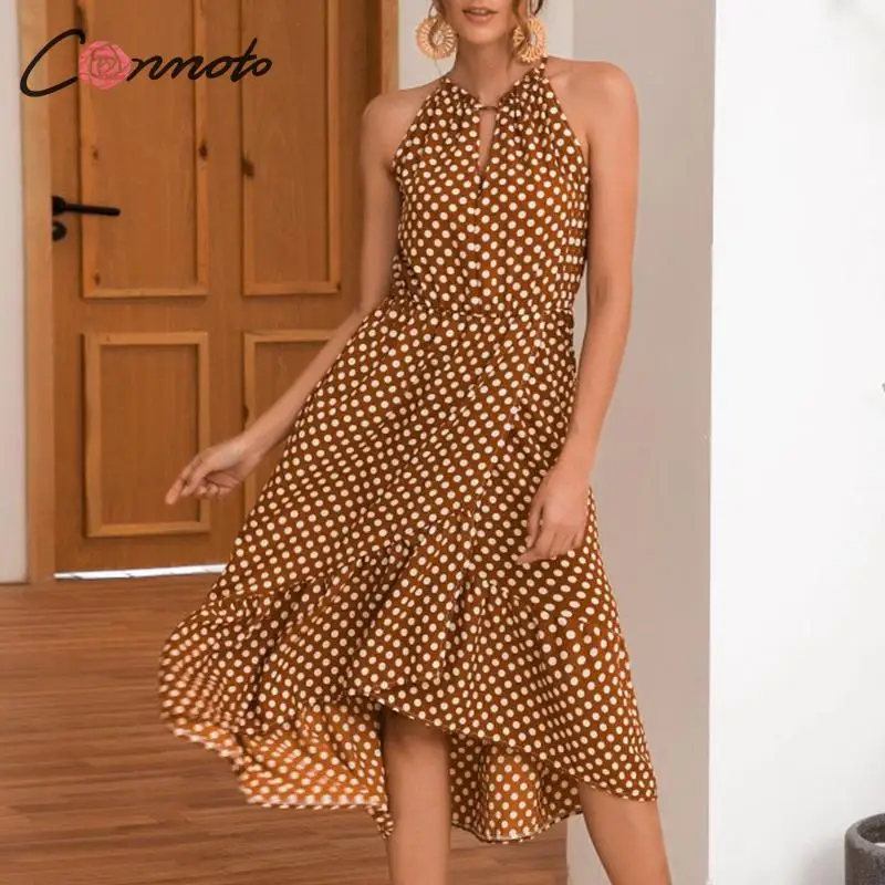 Женское винтажное платье в горошек Conmoto элегантное пляжное без рукавов с