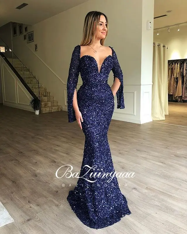 

Hi Shy Bridal Luxury Evening Dresses Long Woman Gown 2021 Sequins Robe De Soir Parties Plus Size Bride Dress Prom Party Gowns