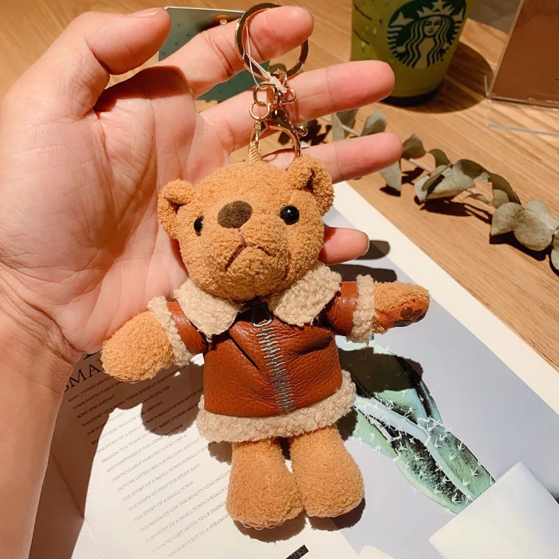 

Pu Plush Padded Padded Jacket Bear Keychain Cute Animal Toy Doll Decoration Key Chain Fine Children Gift Pendant Keyring