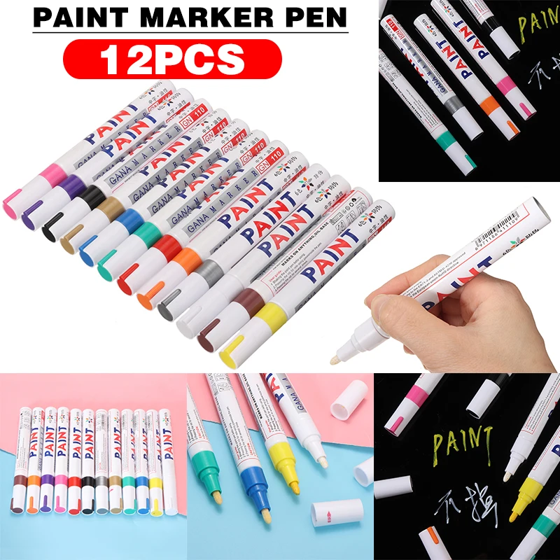 

12 Colors Paint Marker Pen Outline Marker Highlighter Pen DIY Graffiti Scrapbook Bullet Diary Poster Card Signature Kids Satione