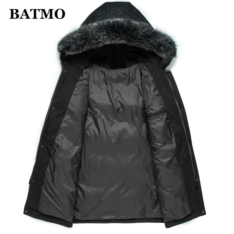 BATMO 90% белый утиный пух и Лисий меховой воротник с капюшоном куртки мужские зимние