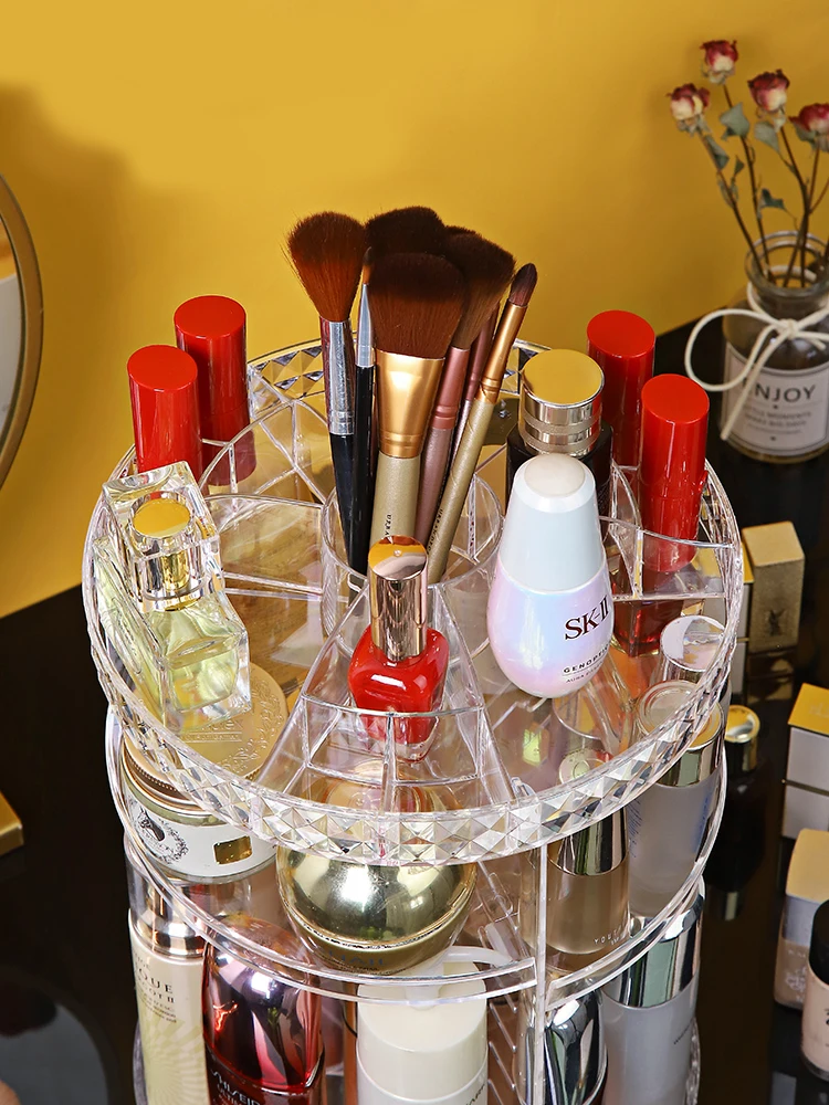 

Make Up Organizer Cosmetics Storage Box 360 Degree Rotation Transparent Fashion Spin Multi-Function Detachable Acrylic