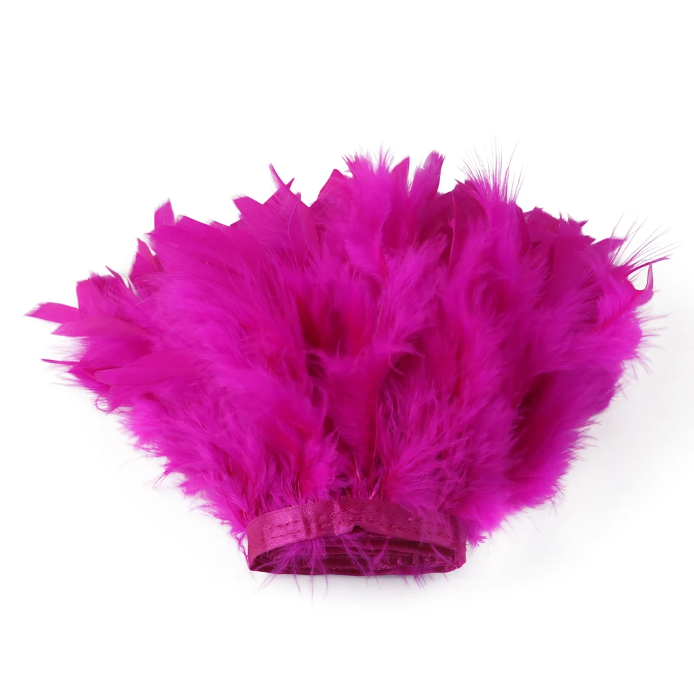 

1meter Natural Leather Pink Color Turkey Feather Trims Ribbon Wedding Dress Decoration Sewing Crafts Wholesale