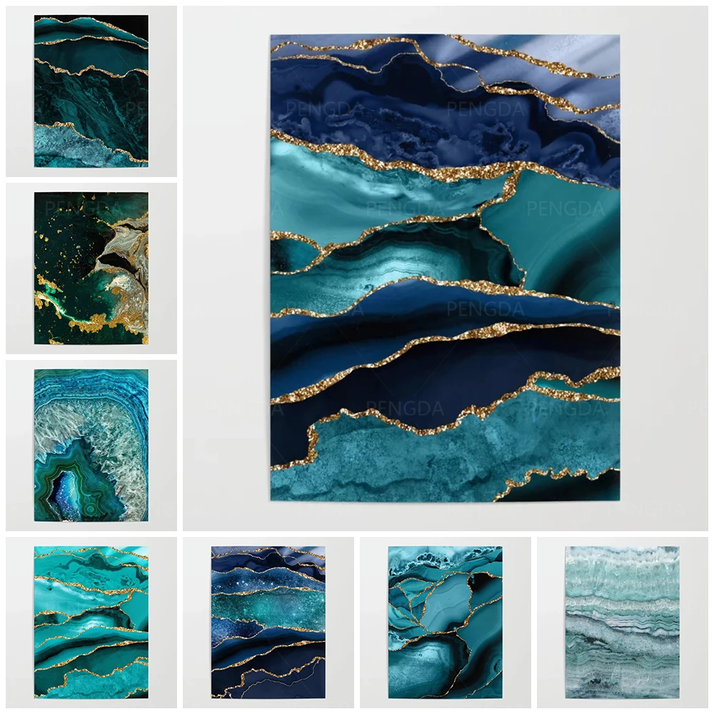 

Canvas Hd Prints Pictures Wall Artwork Painting Turquoise Galaxy Marble Home Decoration Modular Modern Poster For Living Room