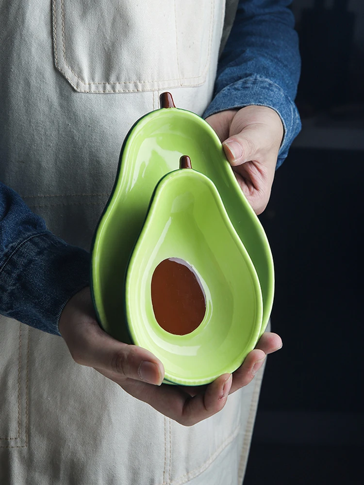 Корейская керамическая тарелка авокадо салатная миска для десерта закуска