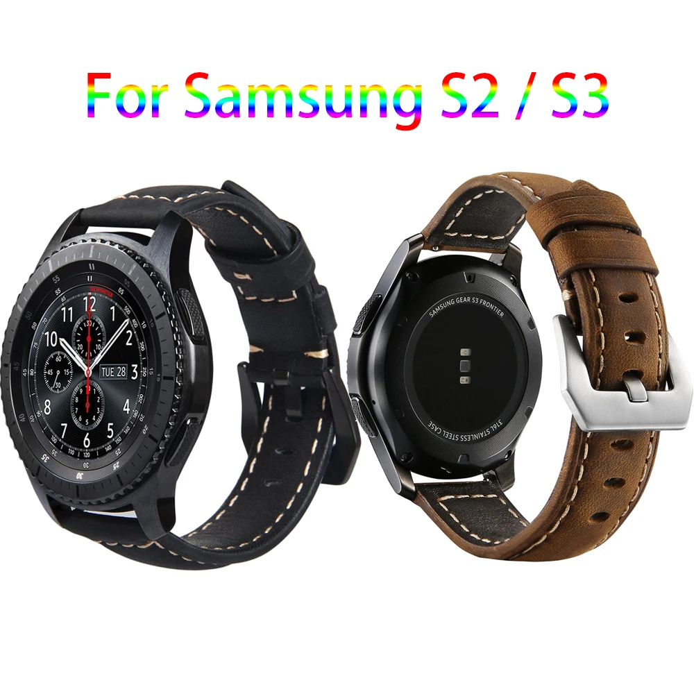 Коричневый ремешок из натуральной кожи 20 мм 22 для samsung Galaxy 42 46 gear S2 S3 браслет huawei