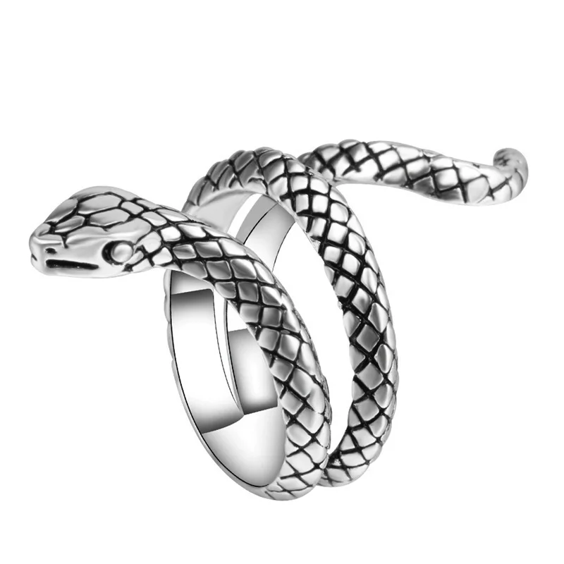 

jewelry European and American foreign trade jewelry punk personality ring silver-plated alloy animal snake male ring Wholesale