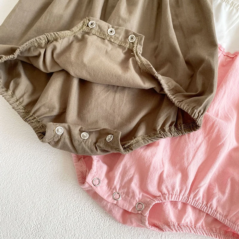 

Korean Style Summer Baby Girls Clothes Flying Sleeve Cotton Splicing Toddler Baby Girl Romper Infant Baby Girls Jumpsuit