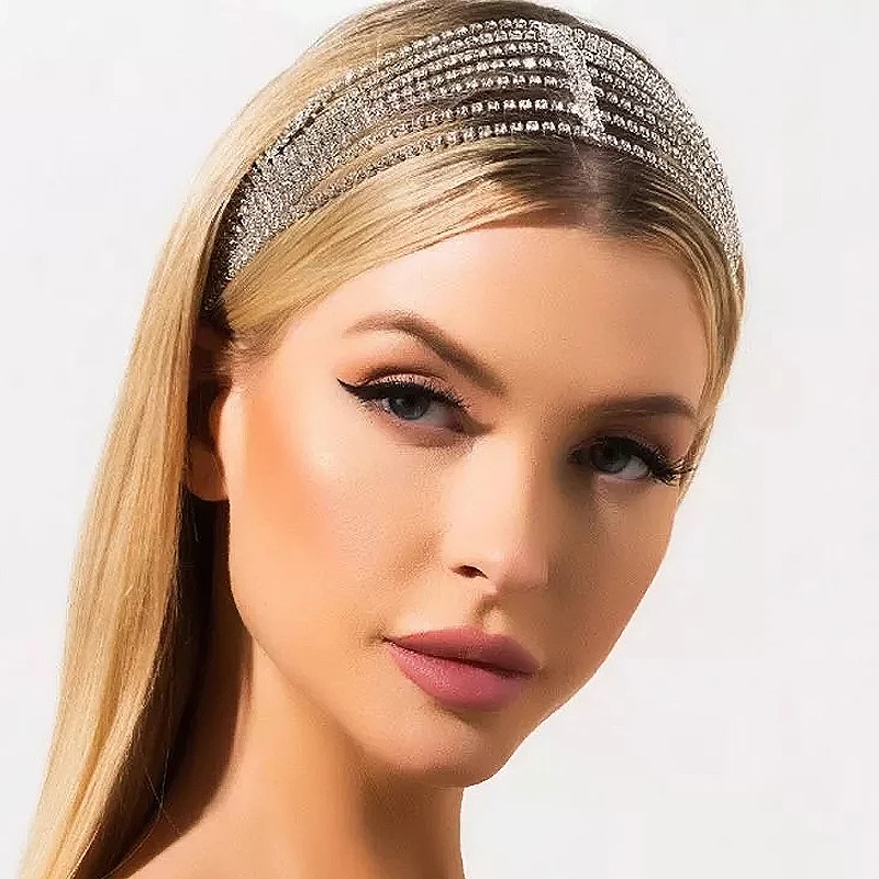 

Wedding Princess Elastic Multi-layer Rhinestone Hair Band Accessories Headdress Fashion Fine Women Gift Temperament Girl Student