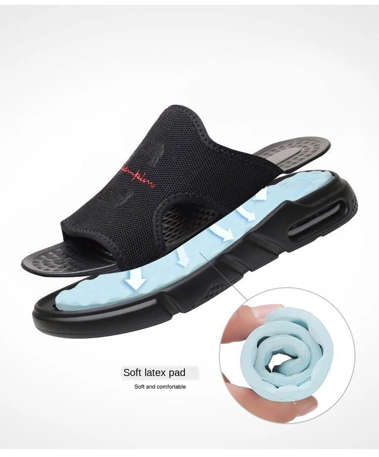 2020 Mens Shoes Air Mesh Cushion Slip On Designer Sandals Summer Men Beach Rome Gladiator Black Soft | Обувь