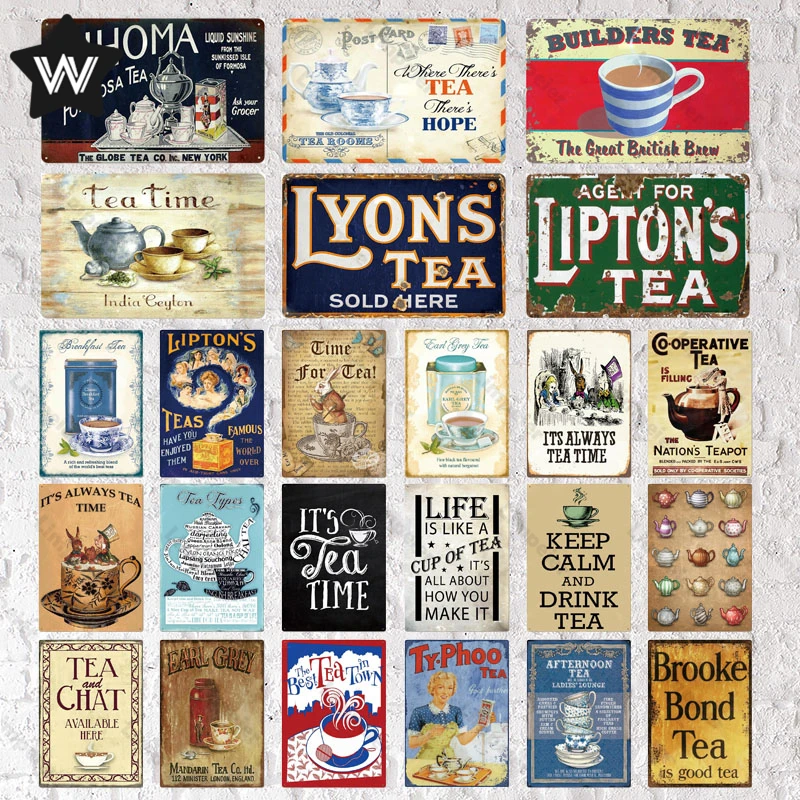 

Чайный металлический знак, чайные знаки, металлический Ретро-постер, винтажный Настенный декор, металлическая табличка, кофейные жестяные ...