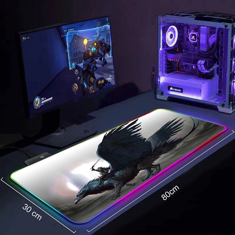 

RGB Gaming Mouse Pad Fantasy Griffin Large Led Computer Gamer Mousepad Big Mouse Mat xxl Carpet For keyboard Desk Mat Mause