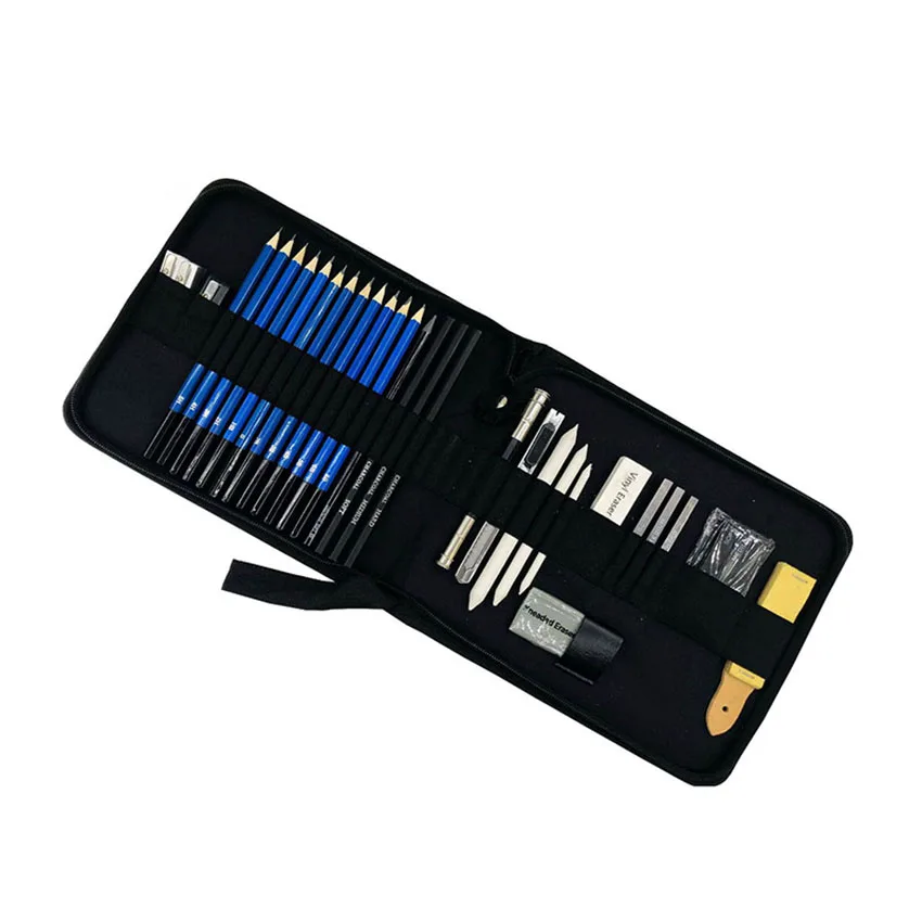 

33pcs Sketch Pencil Professional Art Supplies Sketch Pencil Case Zipper Bag Handbag Sketch Pencil Writing Drawing Pencil Set