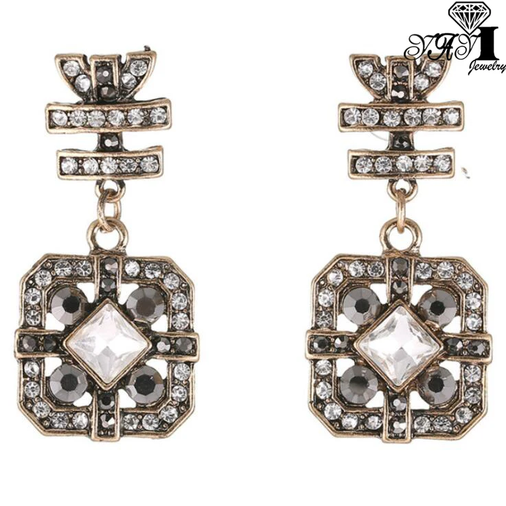 

YaYi Jewelry Fashion BOHO Multi Glass Crystal Rhinestone Dangle Women Ancient Gold Color Wear Ear Band Long Tassel Earrings