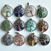 wholesale 12pcslot fashion natural amethysts lapis alloy tree of life pendants for jewelry accessories marking free shipping