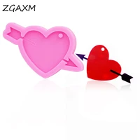 lm42 valentines day gift love chocolate cake silicone mould one arrow through heart fashion jewelry pendant keychain molds