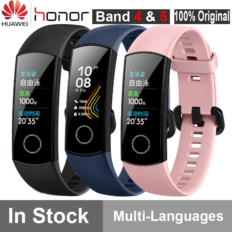 Умный Браслет huawei Honor Band 4 5 Amoled, цветной сенсорный экран 0,95 дюйма, для плавания, для обнаружения сердечного ритма, сна