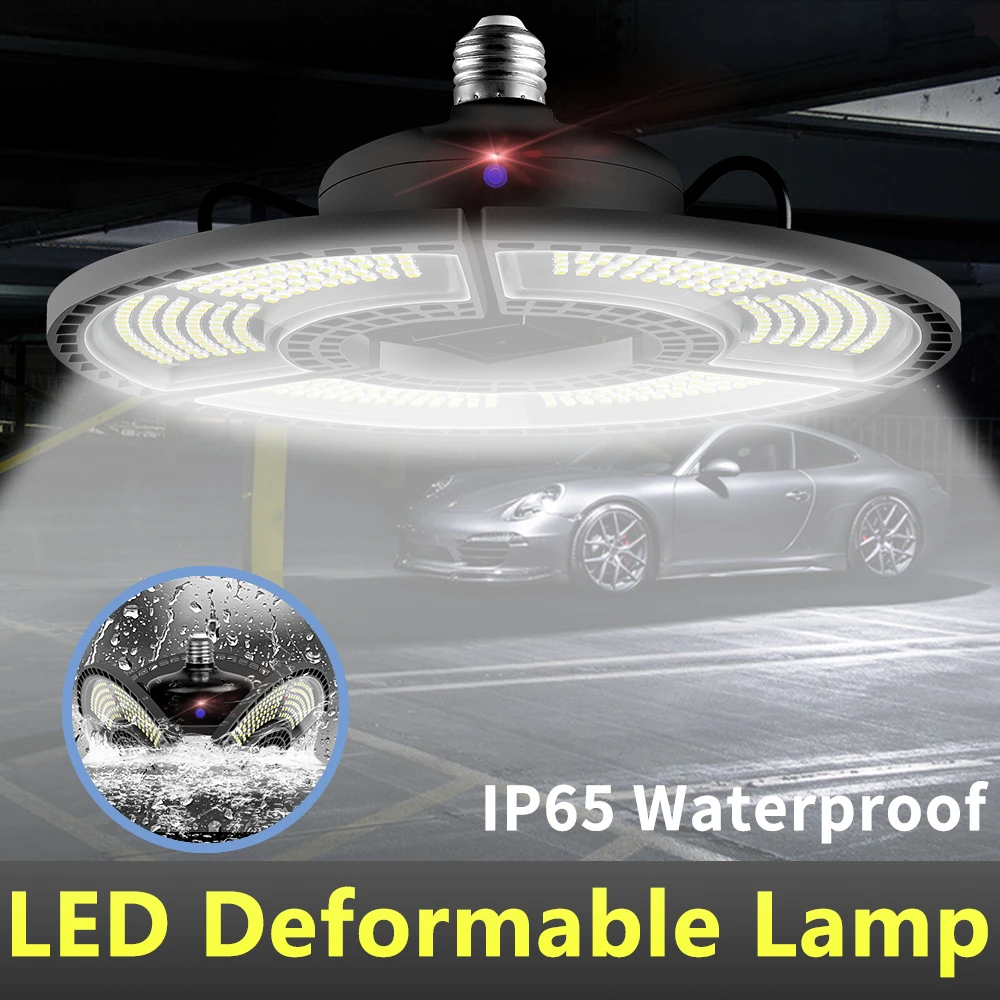 

LED Garage Lamp 220V High Bay Bulb E27 Ceiling Light Deformable Bombillas 60W 80W 100W 120W Lampada LED Ampoule For Warehouse