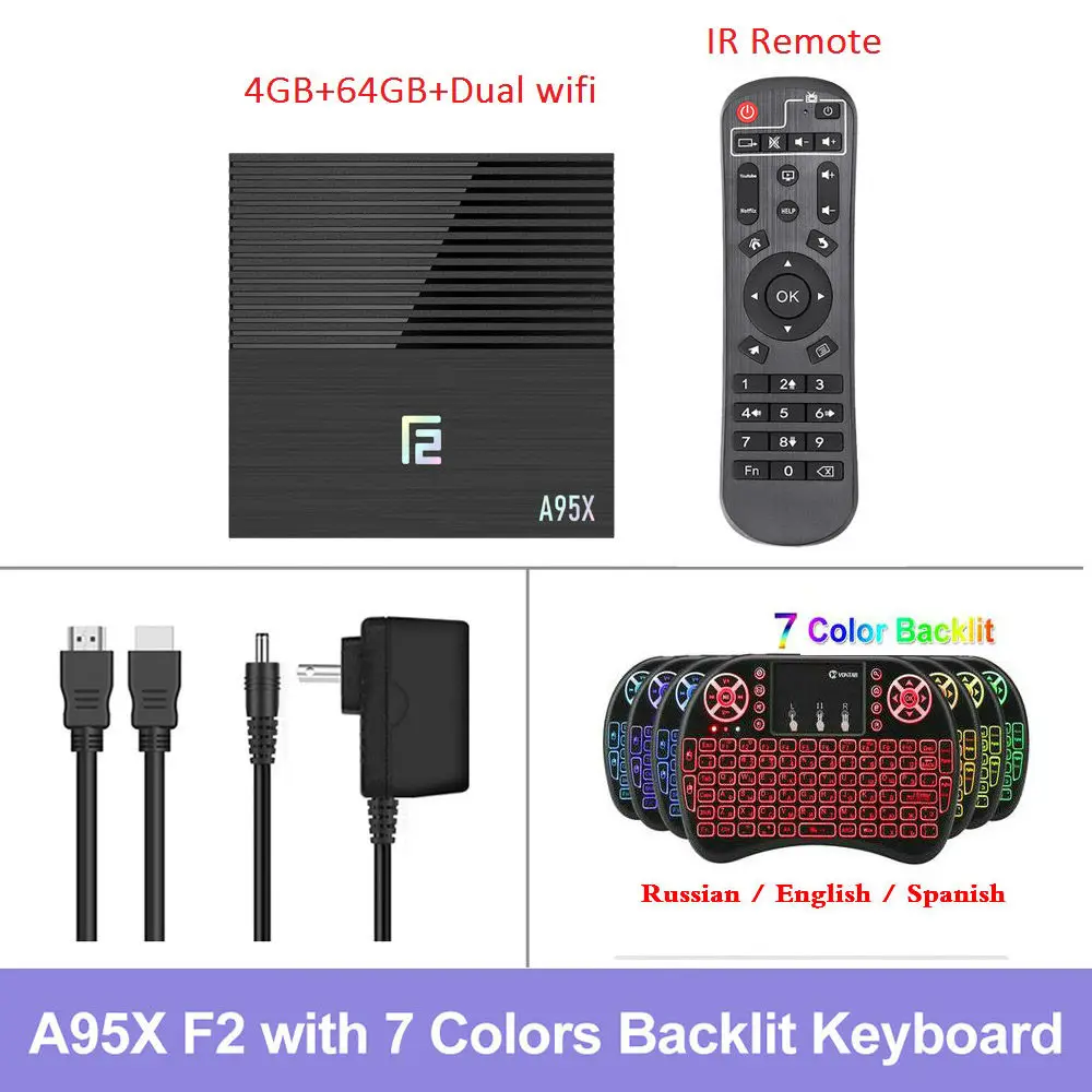 4G64G Backlit i8 A95x F2 Android 9,0 Smart tv Box 4 Гб ОЗУ 64 Гб ПЗУ Amlogic S905 двойной Wifi 4K Google Store Youtube PK X96 MAX медиаплеер 4G32G - Цвет: 4G64G Backlit i8