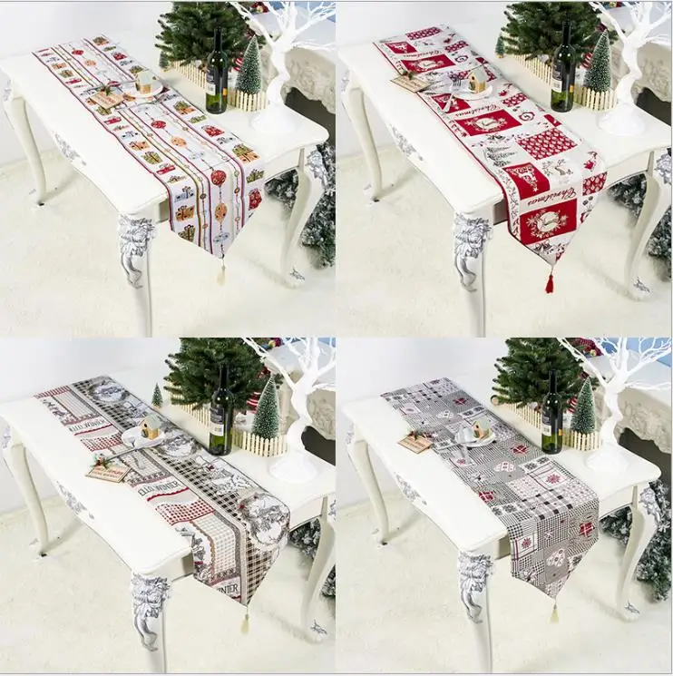 6 цветов украшенное принтом Рождественский Настольная дорожка вечерние