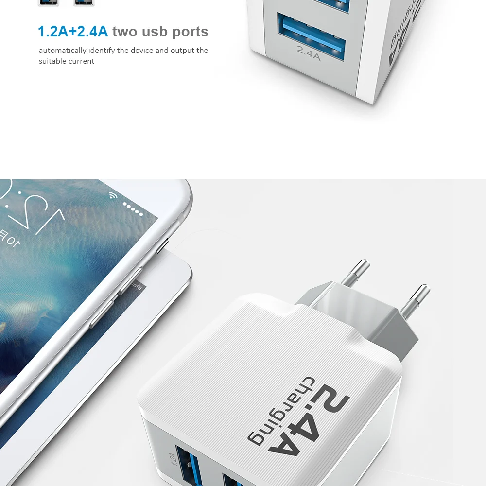 CBAOOO EU 5V 2.4A USB зарядное устройство для iPhone X 8 7 iPad быстрое настенное зарядное устройство ЕС адаптер для samsung S9 Xiaomi Mi 8 зарядное устройство для мобильного телефона
