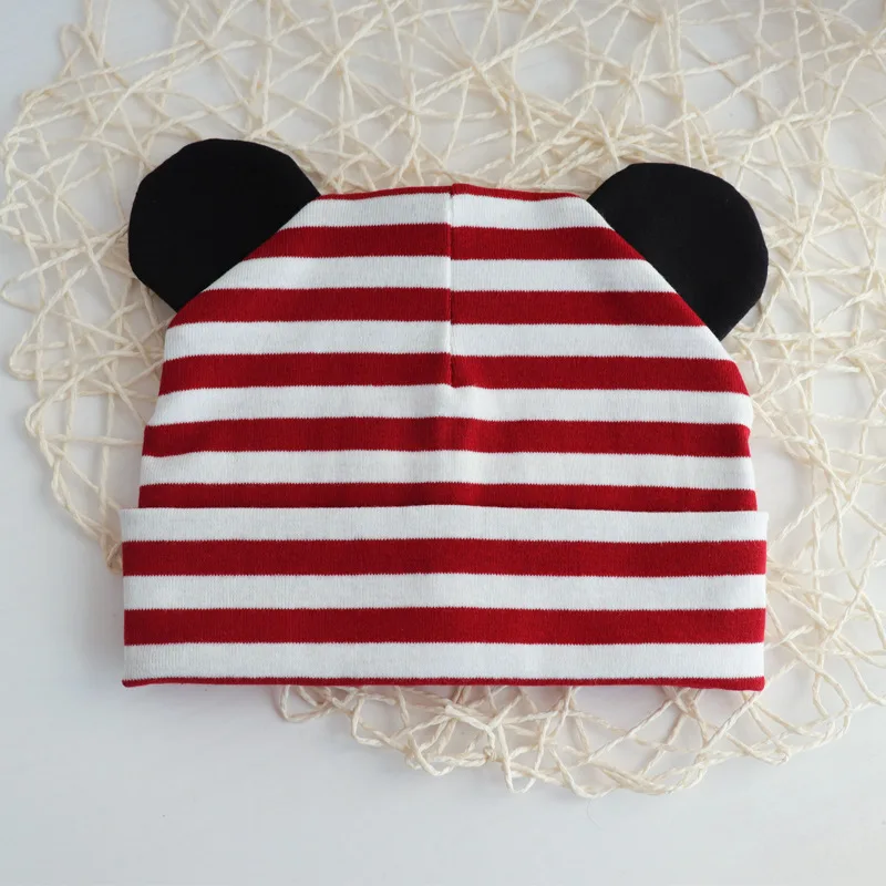 Детская шапка с ушками для малышей вязаная хлопковая новорожденных девочек и