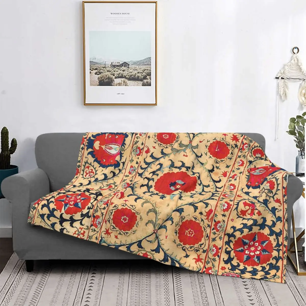 

Самарканд сузани бухарский Узбекистан Цветочная вышивка печать плед одеяло Брендовое полотенце Взвешивание меха утяжеленное одеяло