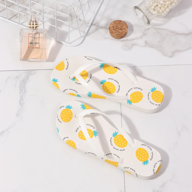 Женские летние уличные тапочки из ПВХ с милым фруктовым принтом Пляжные